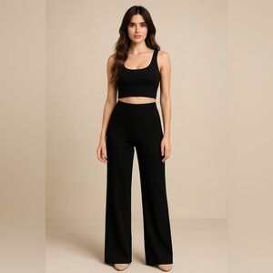 Elegant Black High-Waisted Wide-Leg Pants